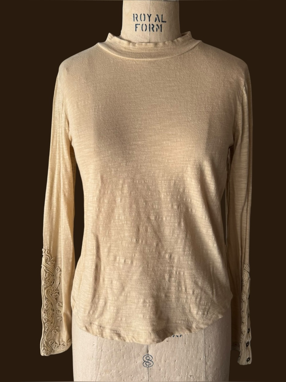 Free People ‘We The Free’ Cream Embroidered Long Sleeve Shirt